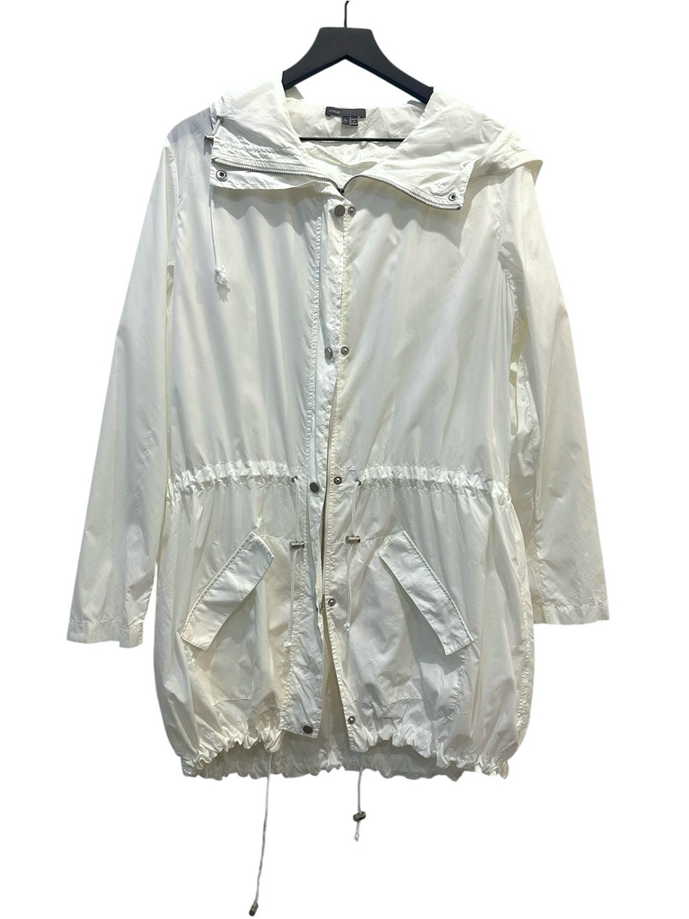 Vince White Nylon Oversized Lightweight Windbreaker Jacket